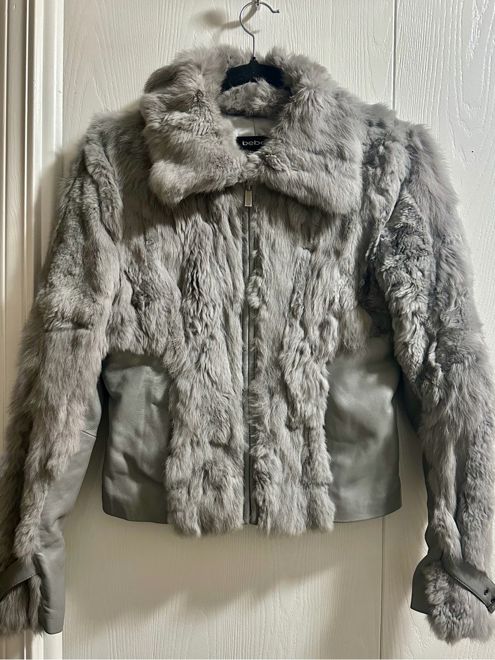 bebe Genuine Rabbit Fur & Leather Jacket – Size Medium